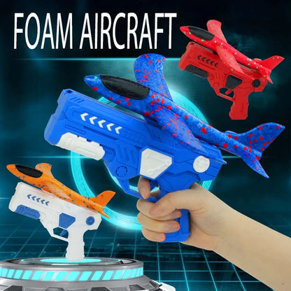 Foam Glider Airplane Launcher Toy for Kids - 9.45-inch Plane with 2 Flight Modes, 3 Aircraft Included