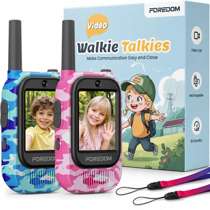 Rechargeable Video Walkie Talkies for Kids with HD Screen, Camera, and Music for Outdoor Fun