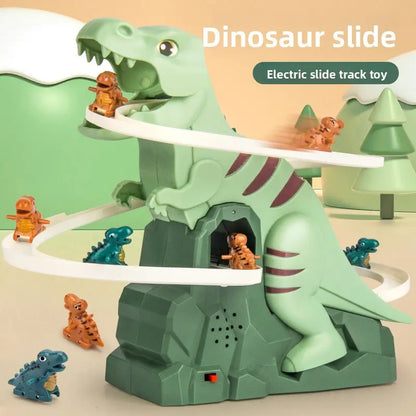 Automatic Stair-Climbing Dinosaur Track Playset - Electric Single-Track Slide Toy for Kids