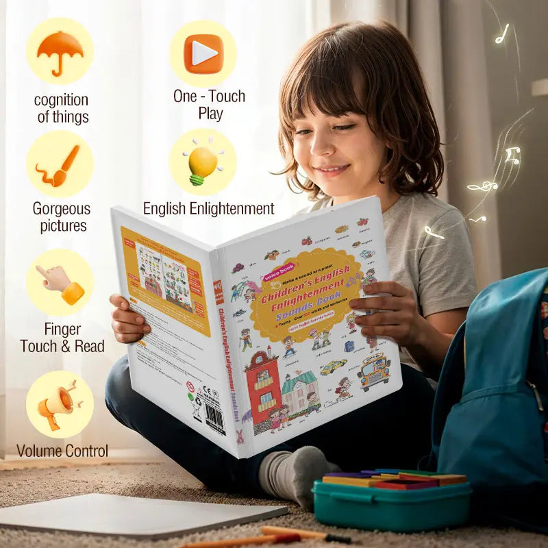Interactive English Sound Book for Ages 1-6, Tap-to-Learn Educational Toy with 500+ Words