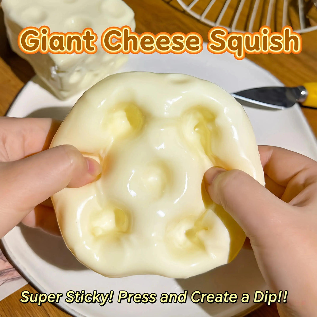 Fully Moldable Non-Rebound Cheese Squishy Soft Gel Stress Ball for ASMR Relaxation