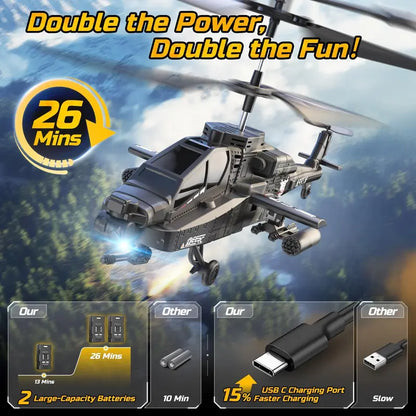 2.4GHz Remote Controlled Helicopter with LED Lights and Altitude Hold - 26 Mins Flight Time