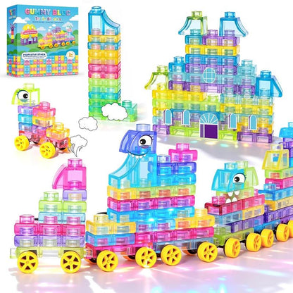 Gummy Building Blocks - Squishy Multi-color Stacking Sensory Toy for Early Learning and STEM
