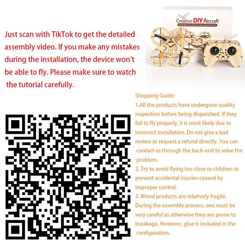 Beginner RC Aeroplanes Training Toy Set - Pre-Tested Stunt Flip Miniature DIY Wooden Building Set