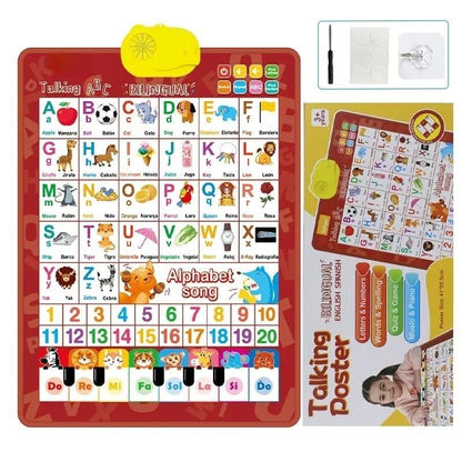 Bilingual English-Spanish Interactive Talking ABC & Number Chart Poster for Toddlers