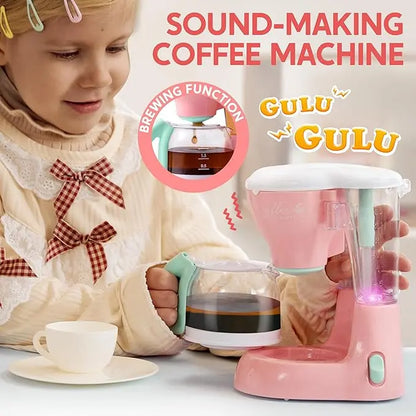 Pretend Kitchen Toy Set with Coffee Maker, Mixer, Toaster, Realistic Lights & Sounds
