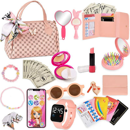 Simulated Makeup Kit - Playful Pretend Play Toys for Girls with Cosmetic Bag, Birthday Gift Ready