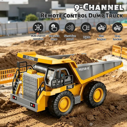4-Pcs Remote Control Construction Vehicle Set - Metal Excavator, Loader, Dump Truck, Bulldozer