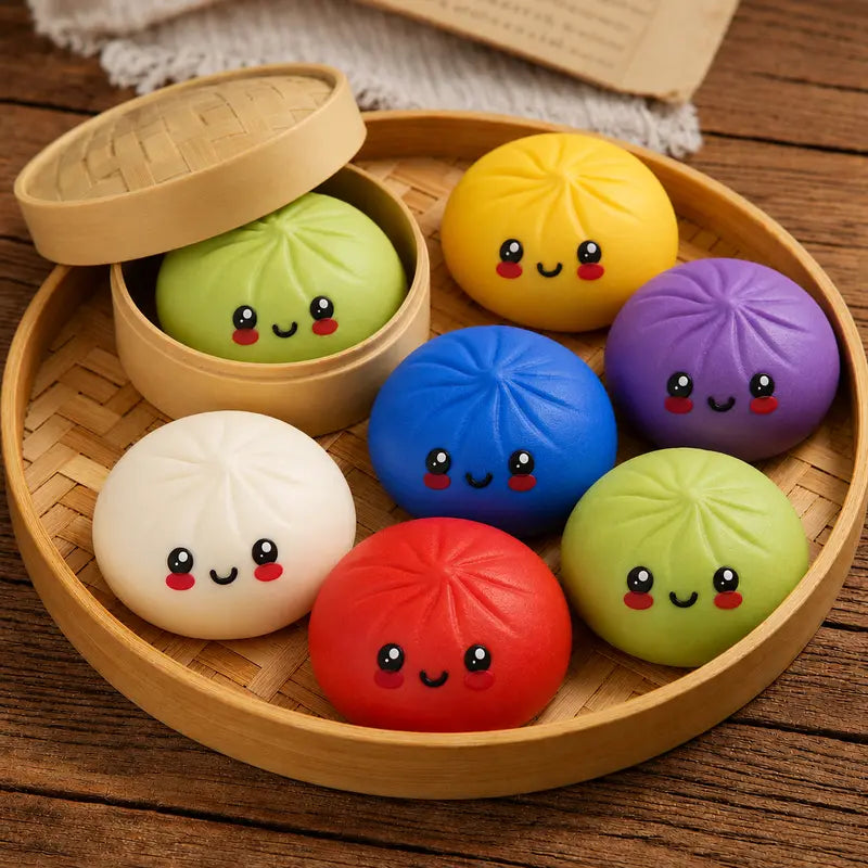 Mystery Dumpling Squeeze Toy 3-Pack – 3 Sealed Mystery Squishies, Random Fun Editions