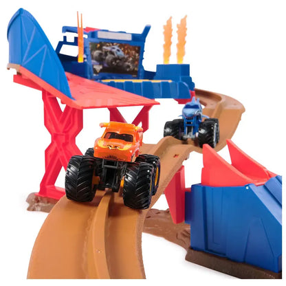 Supercharge Speedway Playset with 2 High-Performance Miniature Monster Trucks