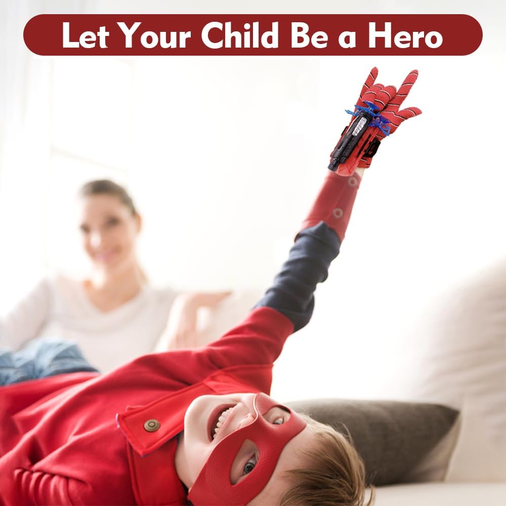 Spider Web Shooters with Glove for Kids Cosplay - Superhero Wrist Launcher Toy Set