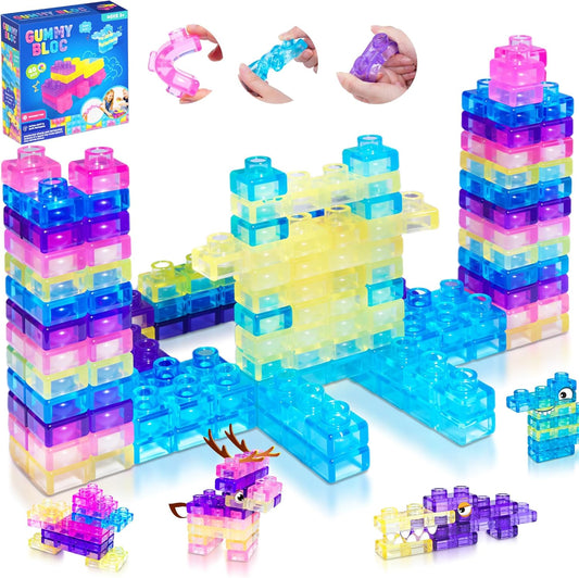 40 PCS Sensory Soft Building Blocks for Toddlers, Montessori Squishy Stacking Toy Set
