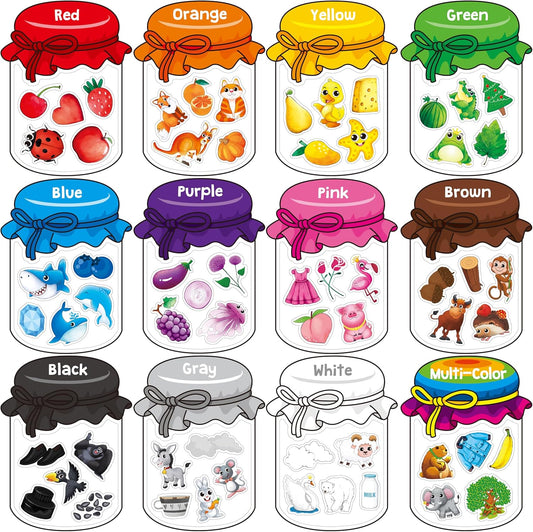 12 Pieces Magnetic Color Sorting Toys, 60 Color Magnets Educational Set for Toddlers