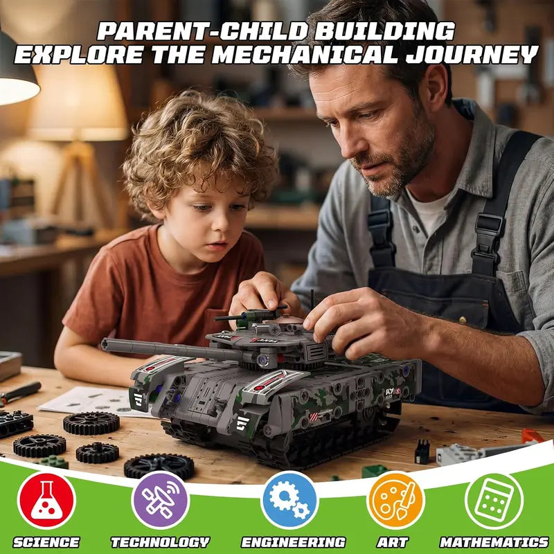 5-in-1 STEM RC Tank Building Kit, 389PCS Programmable Blocks with Remote & APP Control