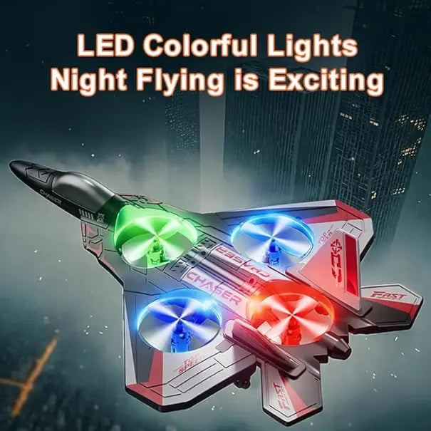 Unisex Kids RC Flying Fighter Jet Toy - Durable EVA Foam Remote Control Plane with LED Lights