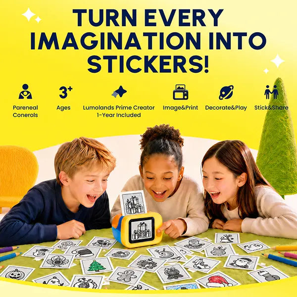 AI Voice-Powered Sticker Printer - Portable Inkless Design for Kids Ages 5+