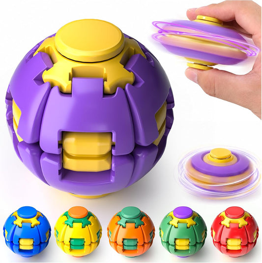 Press to Spin Fidget Spinner Rotating Stress Ball - 360° Sensory Toy for Anxiety Relief and Focus