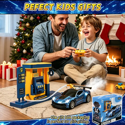 1:18 Remote Control Car with Spray and Dual Sounds, 2.4GHz LED Racing Toy for Boys and Girls