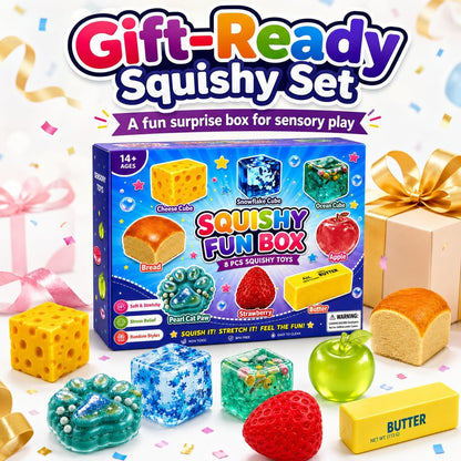 8PCS Squishy Box Mystery Fun Set, Malt Sugar Slow Rebound Stress Relief Toys for Adults