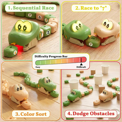 2-Pack Magnetic Snake Game, Remote Control Eating Snake Toys for Kids with Blocks
