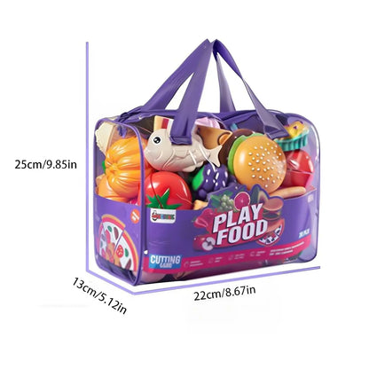 78-Piece Pretend Play Kitchen Food Toy Set with Cuttable Fruits and Vegetables for Kids