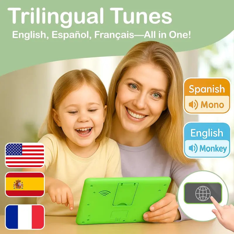 Unisex Trilingual Toddler Learning Tablet - Ergonomic Educational Toy for Ages 1-3, 4 Modes