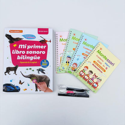Spanish-English Bilingual Sound Book for Toddlers, 300+ Words & 13 Educational Themes