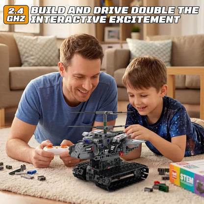 5-in-1 STEM RC Tank Building Kit, 389PCS Programmable Blocks with Remote & APP Control