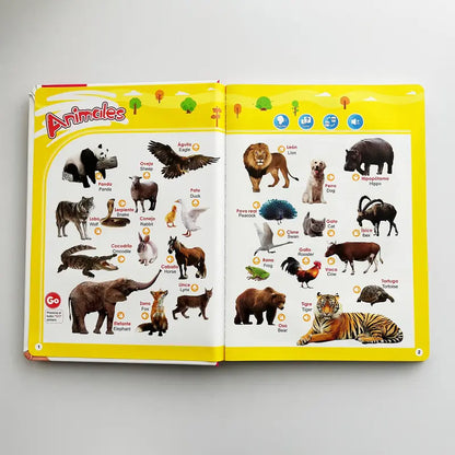 Spanish-English Bilingual Sound Book for Toddlers, 300+ Words & 13 Educational Themes