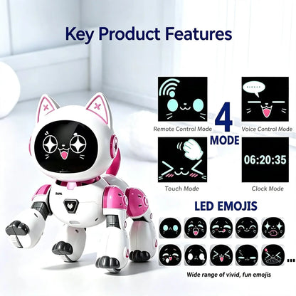 AI Smart Robot Cat Toy with Voice Control, Remote Control and Dynamic Expression Screen