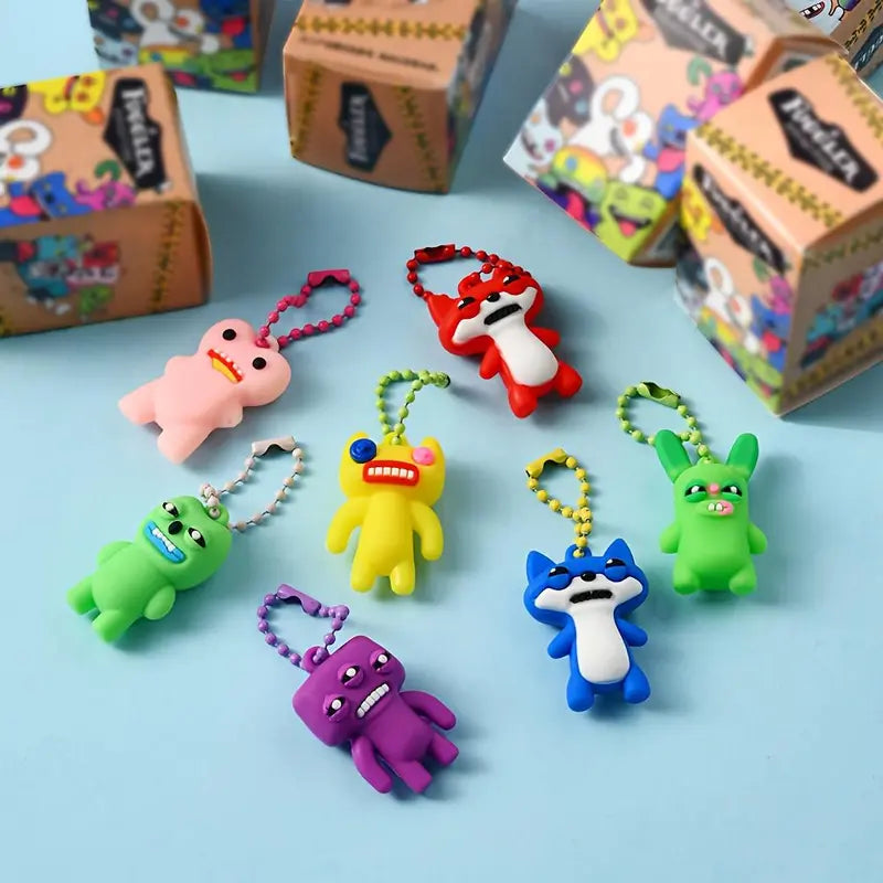 24 Pcs Cute Monster Keychain Mini Figure Doll Set - 3.5cm Whimsical Bag Charms and Party Favors