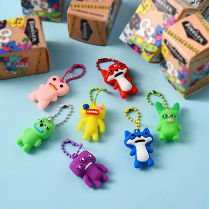 24 Pcs Cute Monster Keychain Mini Figure Doll Set - 3.5cm Whimsical Bag Charms and Party Favors