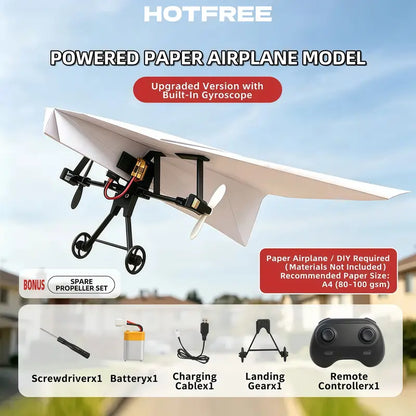 RC Paper Airplane Kit with Gyro Stabilizer and Dual Propellers, DIY STEM Toy for Kids and Adults
