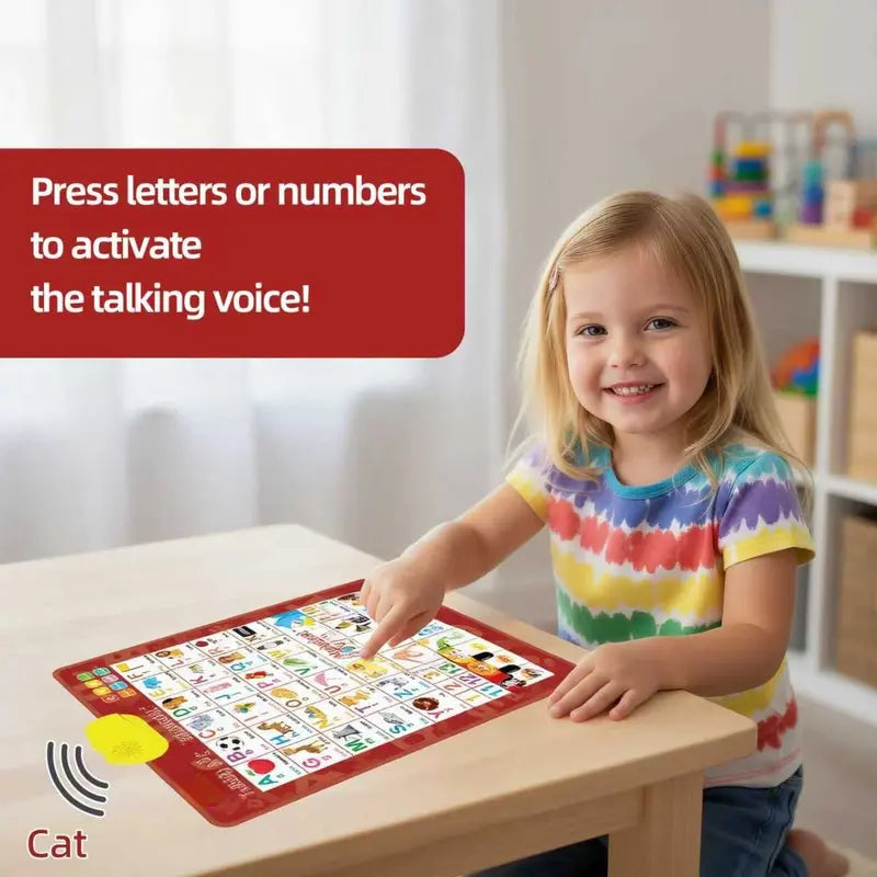 Bilingual English-Spanish Interactive Talking ABC & Number Chart Poster for Toddlers