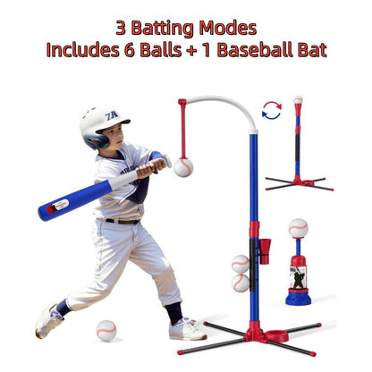 3-in-1 Multi-Use Kids' Baseball Set with Bat, Standing Tee, and Ball Launcher