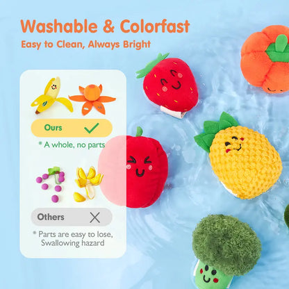 16Pcs Colorful Play Food Set - Crinkle and Rattle Montessori Learning Toys for Infants 6-12 Months
