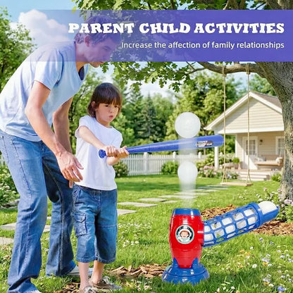 Automatic Baseball Pitching Machine with Bat and 10 Balls - Kids' Batting Practice Toy for Ages 3+
