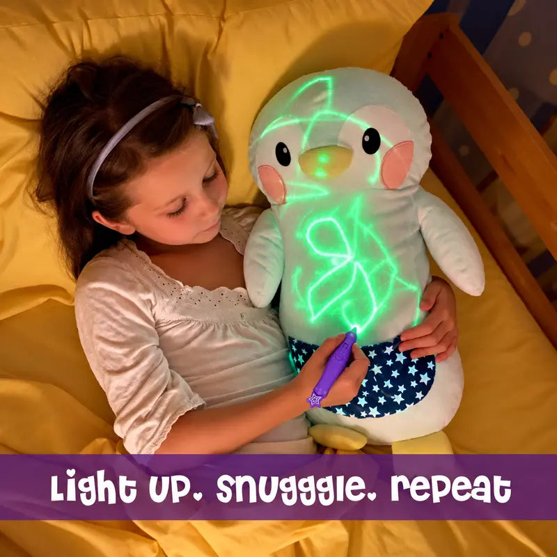 Large Glow-in-The-Dark Plush with Light Pen - Soft Cuddly Toy for Kids to Draw with Light