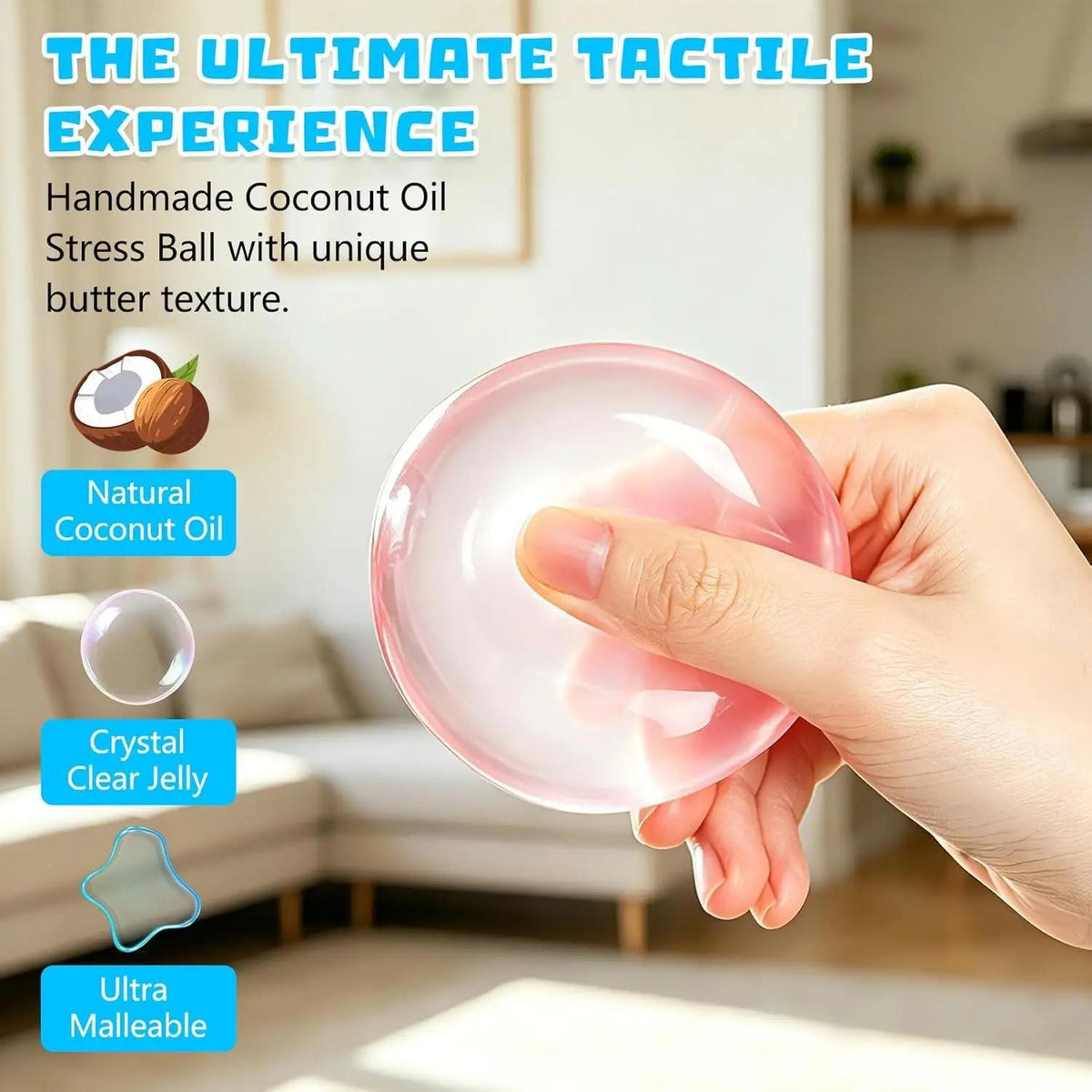 Coconut Oil Stress Ball - Moldable Slow Rebound Squeeze Toy for Anxiety Relief