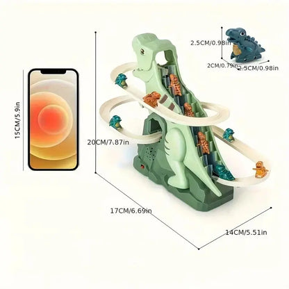 Automatic Stair-Climbing Dinosaur Track Playset - Electric Single-Track Slide Toy for Kids