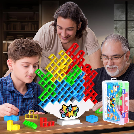 48PCS Tetra Tower Stacking Game for Kids and Adults, Balance Building Blocks for Family Travel