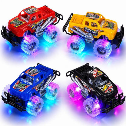 Realistic 6-inch LED Light-Up Monster Truck Playset - Rugged Design, 2-Pack
