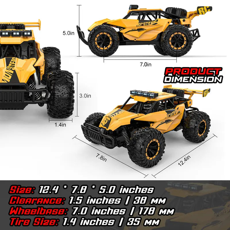 1:12 Scale Durable Remote Control Monster Truck - 2.4GHz 33KM/H High Speed RC Car