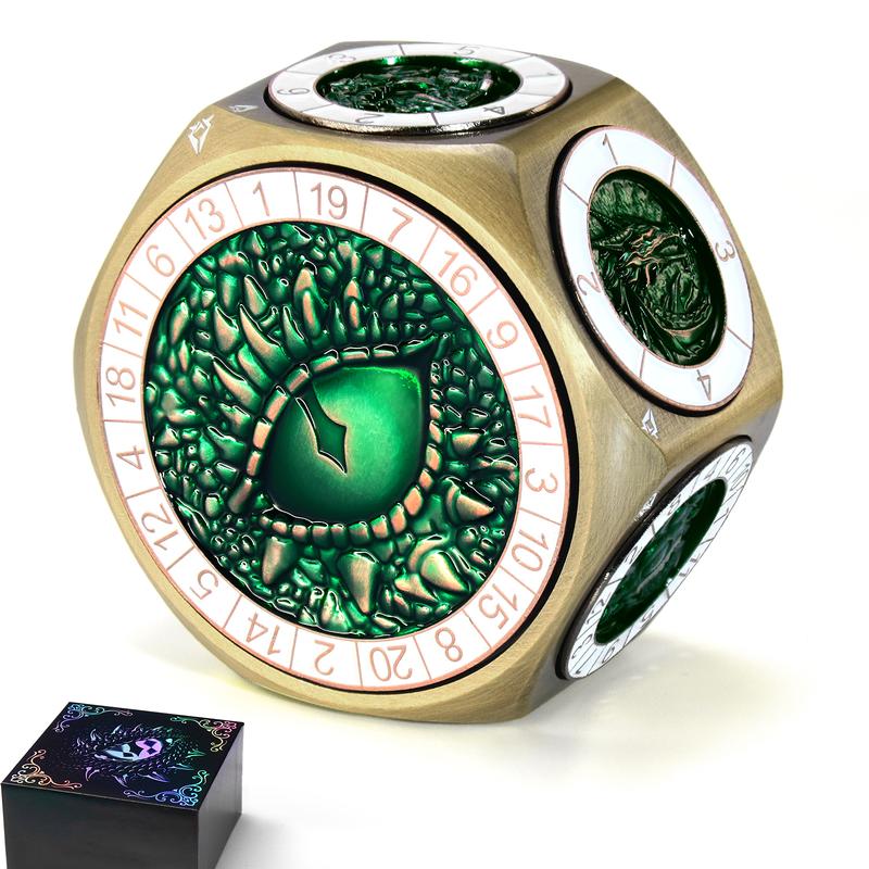 8-in-1 Heavyweight Metal Spinner Dice Set, 60mm Polyhedral Dice with 3D Monster Engravings