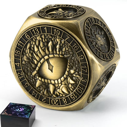 8-in-1 Heavyweight Metal Spinner Dice Set, 60mm Polyhedral Dice with 3D Monster Engravings