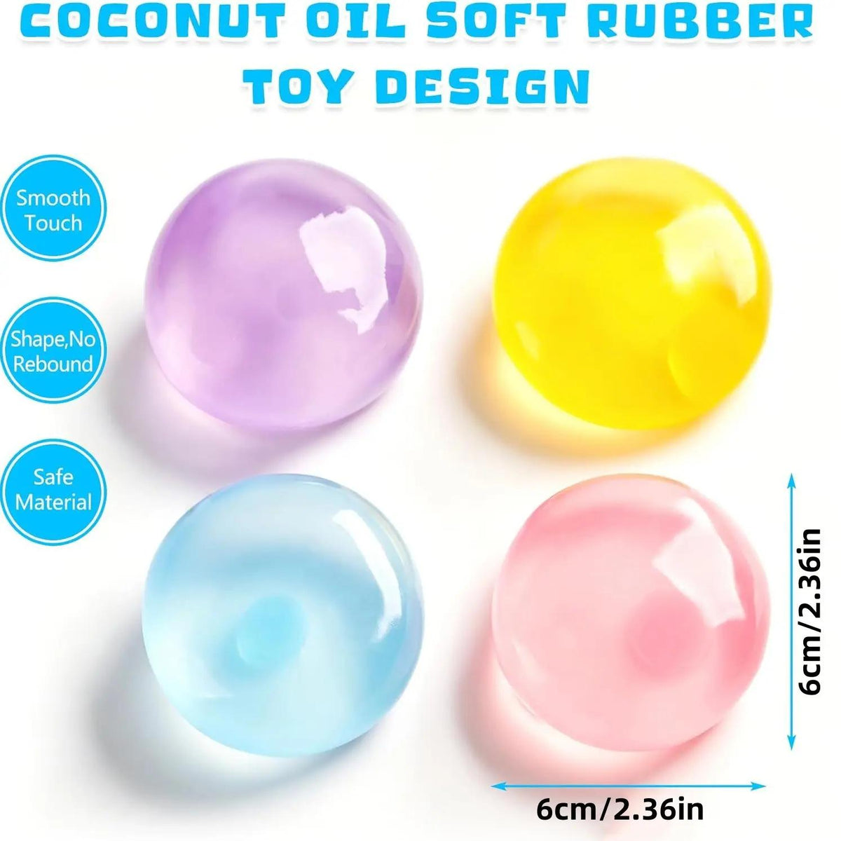Coconut Oil Stress Ball - Moldable Slow Rebound Squeeze Toy for Anxiety Relief