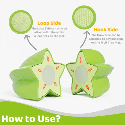 Play Food Set with Cutting Fruits and Felt Tree Mat - Interactive Toddler Kitchen Playset