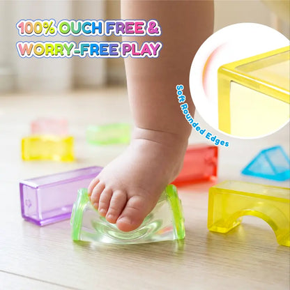 Gummy Building Blocks - Squishy Multi-color Stacking Sensory Toy for Early Learning and STEM