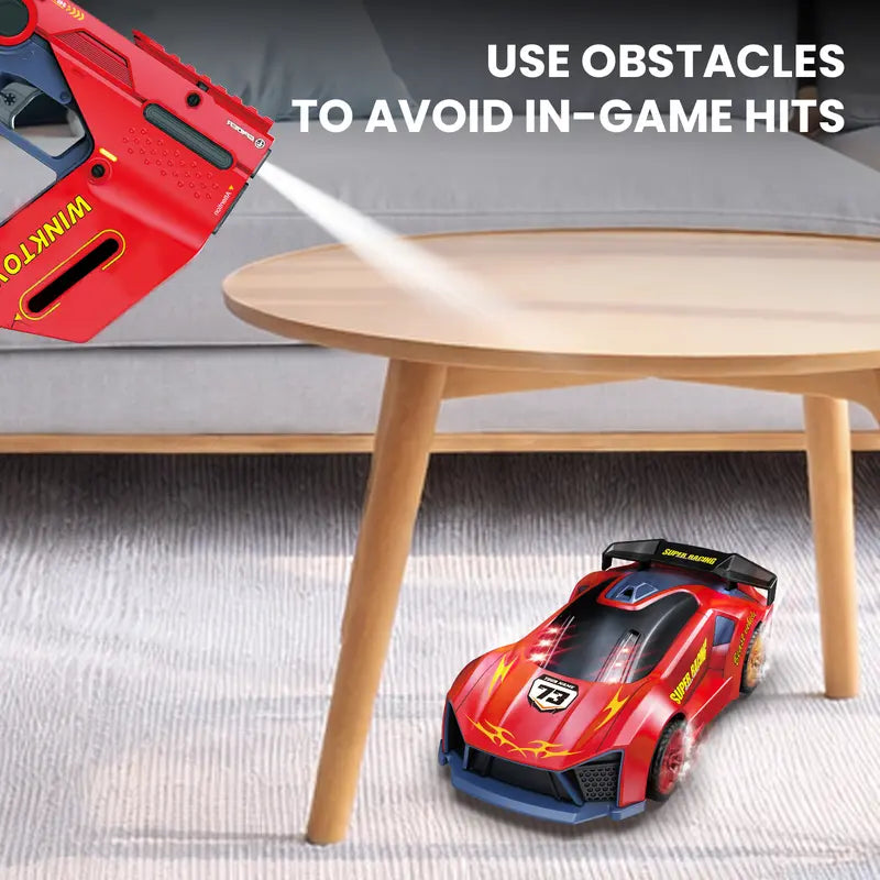 2-Player Interactive Racing Game Car Set with LED Lights and 2 Controllers
