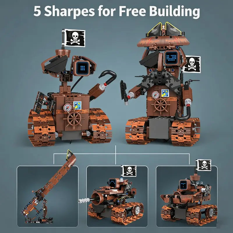 5-in-1 STEM Robot Building Kit, 402PCS Pirate Robot with APP & Remote Control